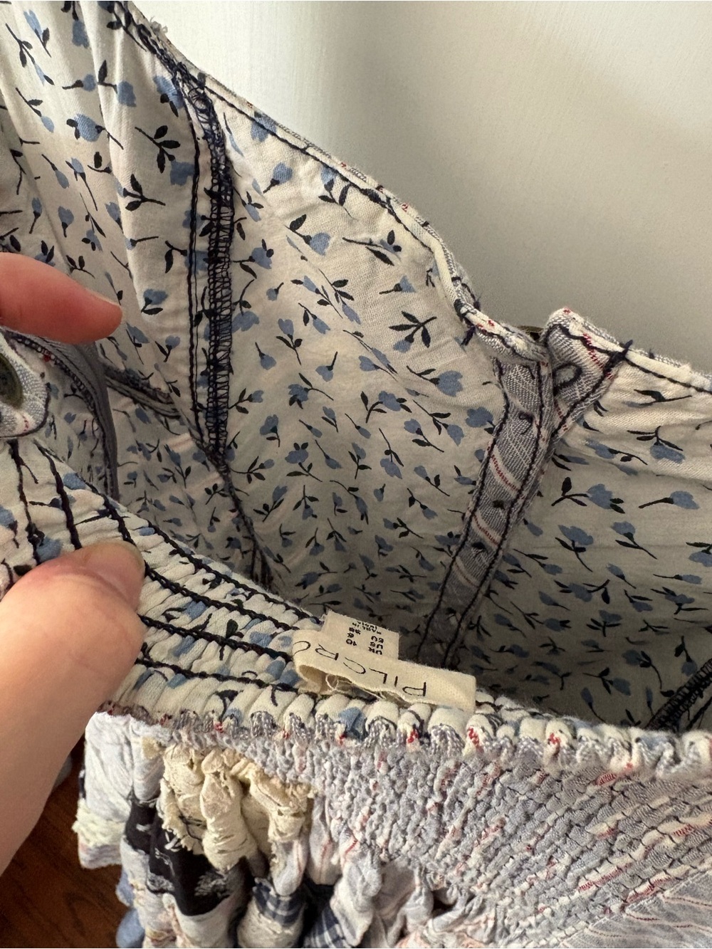 Pilcro Blue and White Patchwork Midi Dress - Picture 9 of 13